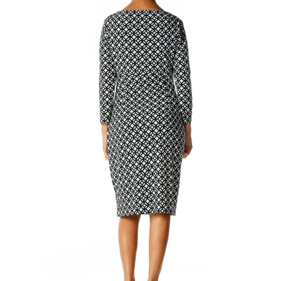 Lauren Ralph Lauren V-Neck Faux Wrap Dress Navy White Size 6 - Picture 3 of 15